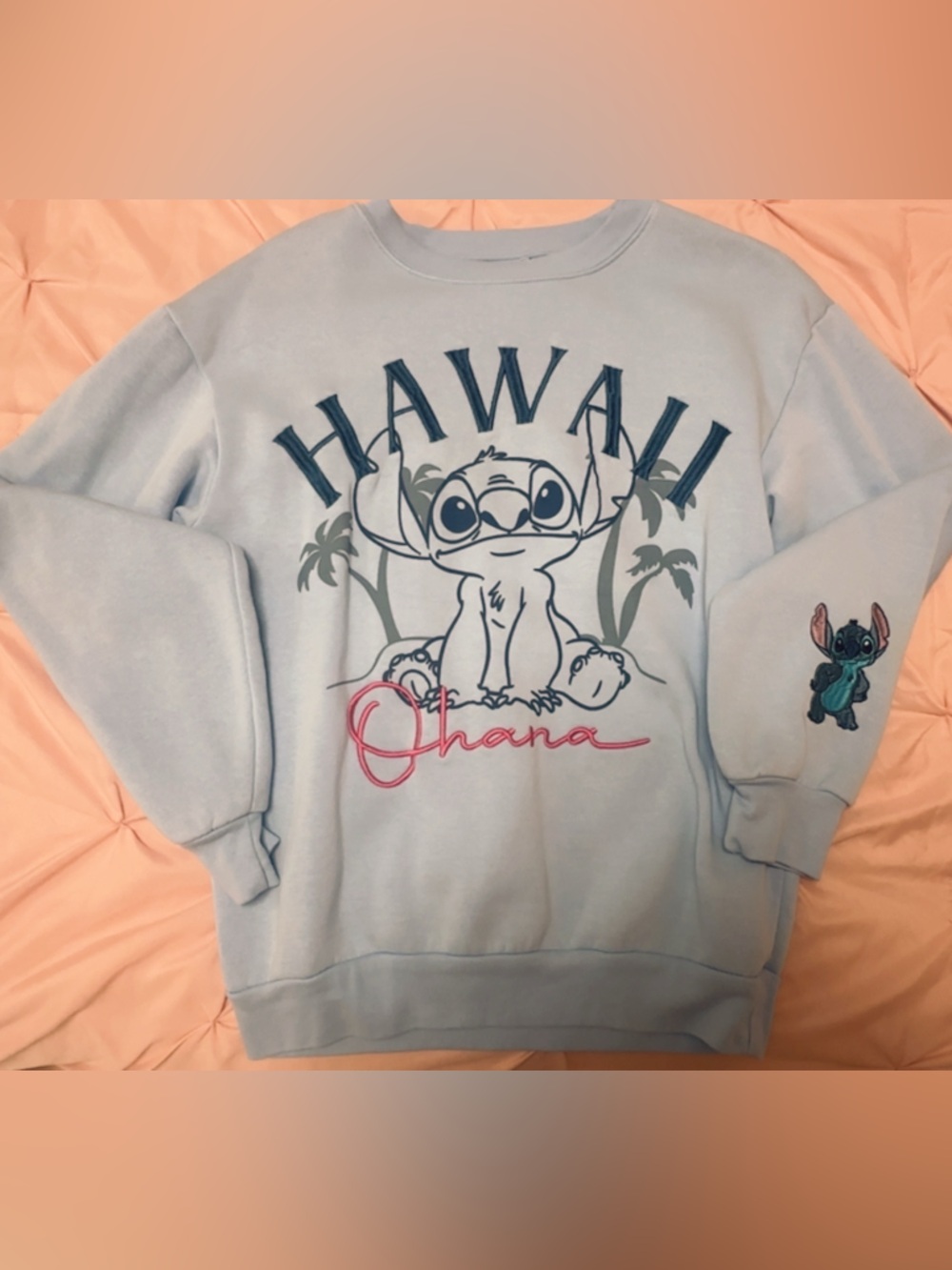 Disney Light Blue Stitch 'Hawaii Ohana' Graphic Sweatshirt
